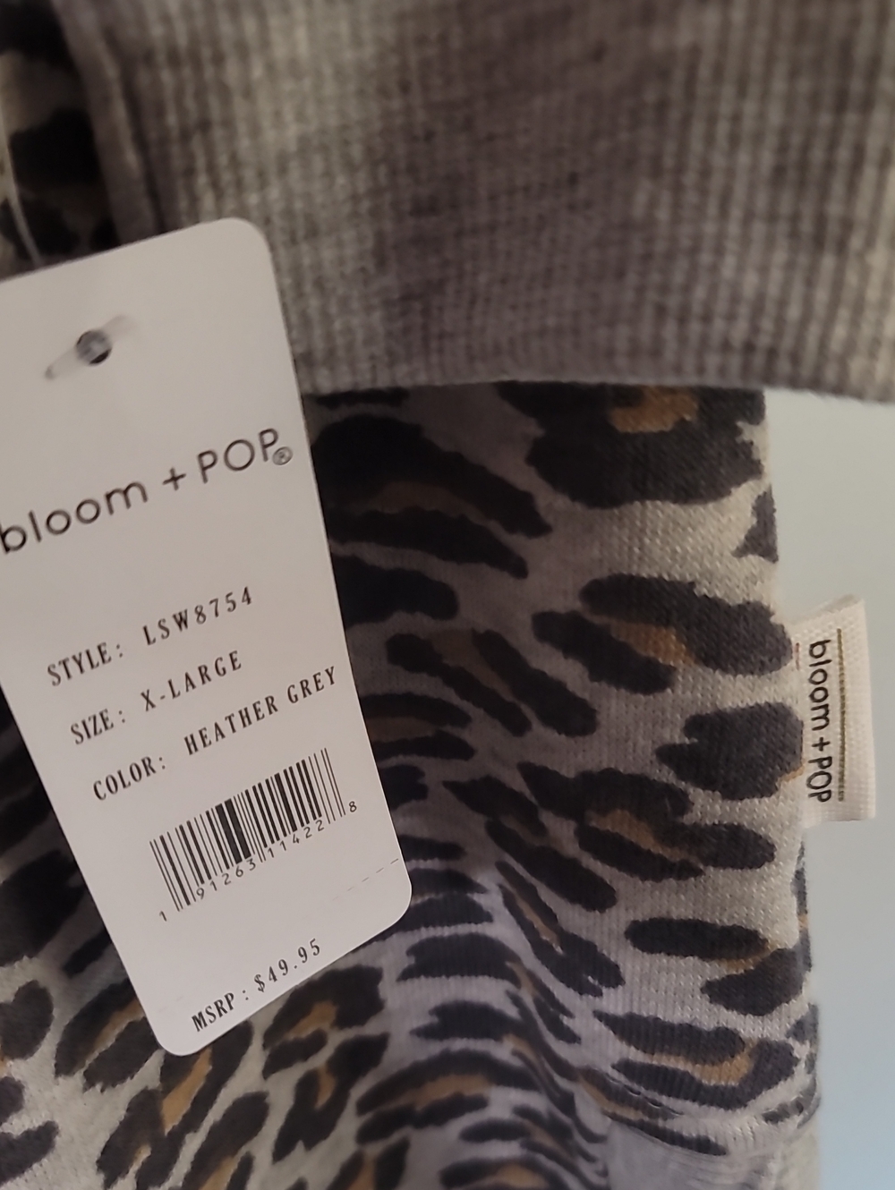 bloom POP Gray Crewneck Sweatshirt with Subtle Print - Picture 4 of 7